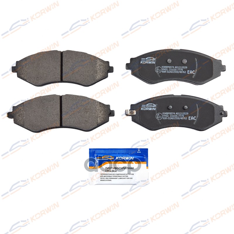 Колодки Тормозные Дисковые Перед. Chevrolet Lacetti (J200) 05-/Nubira/Daewoo Gentra 13- KORWIN арт. KWBP0074