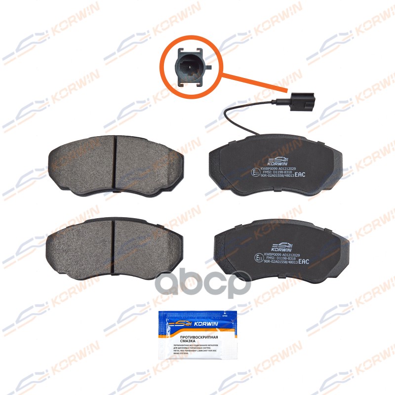 Колодки Тормозные Дисковые Перед. Citroen Jumper (230/244) 94-/Ducato/Boxer 94- KORWIN арт. KWBP0099