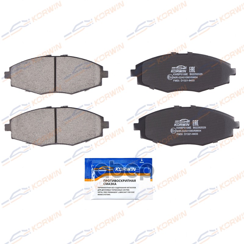 Колодки Тормозные Дисковые Перед. Ecoline. Chevrolet Spark 05-/Daewoo Matiz 98- KORWIN арт. KWBP0108E