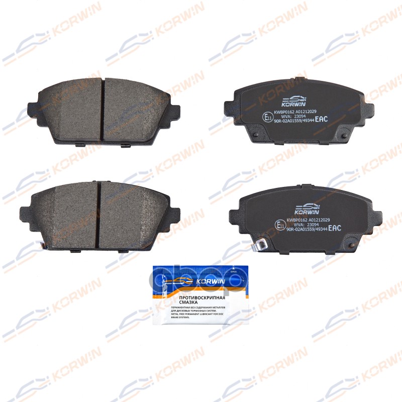 Колодки Тормозные Дисковые Перед. Honda Accord Vi-Vii 98-08/Nissan Primera (P12) 02- KORWIN арт. KWBP0162