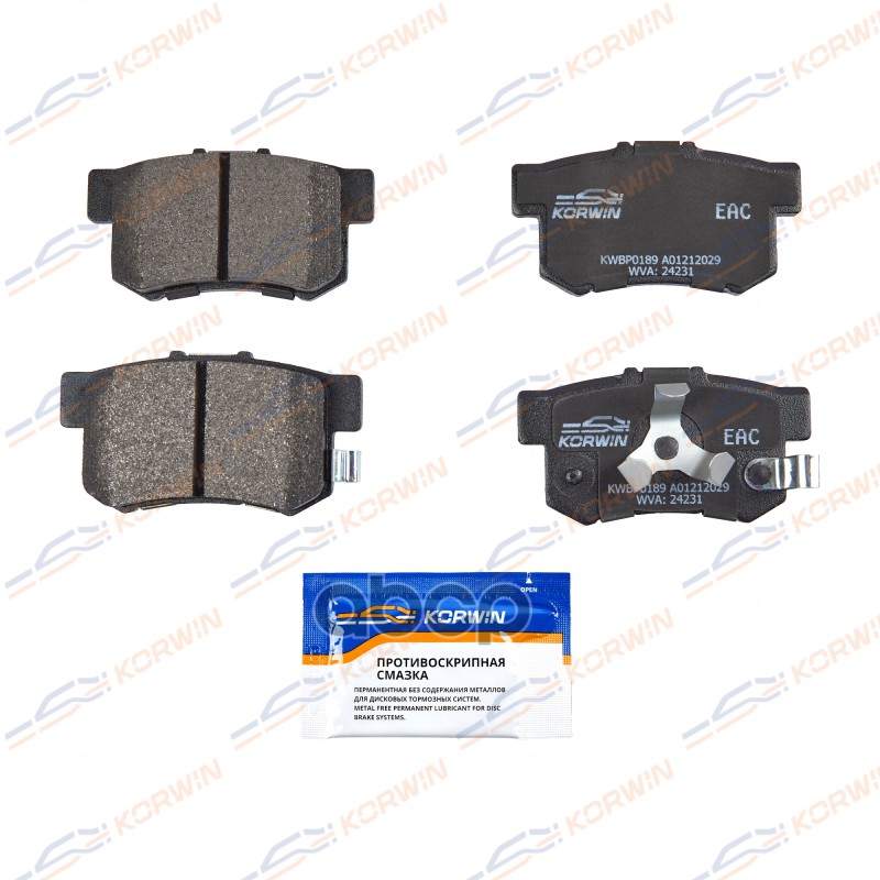 Колодки Тормозные Дисковые Зад. Honda Accord Vii-Ix 03-/Cr-V Ii-Iv 01-/Acura Rdx 06- KORWIN арт. KWBP0189
