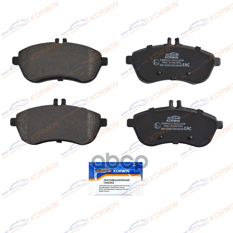 Колодки Тормозные Дисковые Перед. Mercedes C-Class (W204) 07-/E-Class (W212) 09- KORWIN арт. KWBP0317