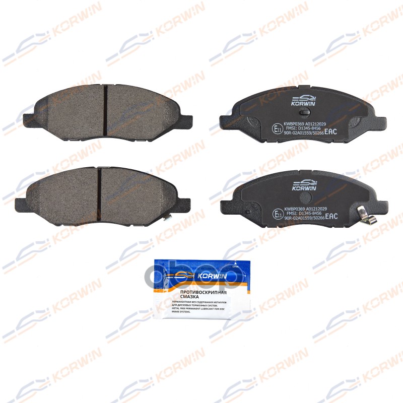 Колодки Тормозные Перед. Nissan Tiida (C11/C12) 04-/Note (E11) 06-/Lada Vesta15- KORWIN арт. KWBP0369