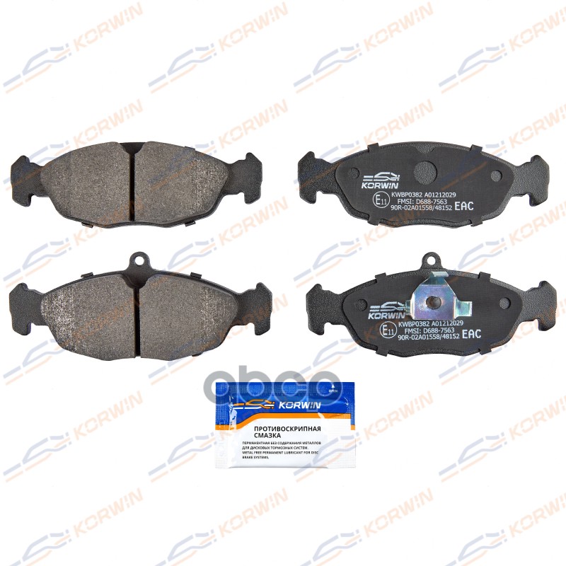 Колодки Тормозные Дисковые Перед. Daewoo Nexia -08/Chevrolet Lanos 05-/Opel/Zaz KORWIN арт. KWBP0382