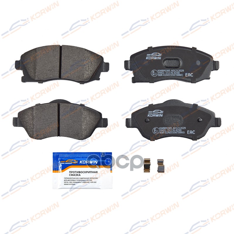 Колодки Тормозные Дисковые Перед. Opel Combo (Box/Tour) 01-12/Corsa C 00-09 KORWIN арт. KWBP0385