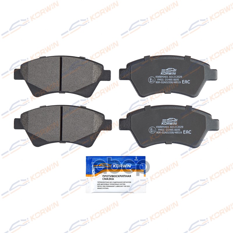 Колодки Тормозные Дисковые Перед. Renault Megane Ii 03-/Scenic Ii 03-/Grand Scenic Ii 04- KORWIN арт. KWBP0401