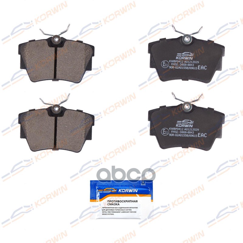 Колодки Тормозные Дисковые Зад. Opel Vivaro A/B 01-/Nissan Primastar /Renault Traffic KORWIN арт. KWBP0412