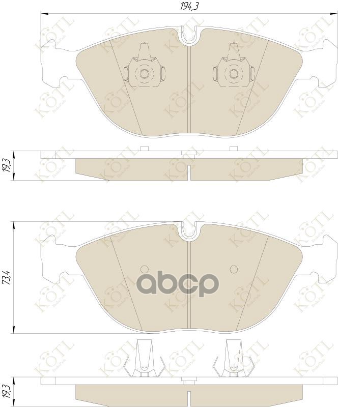 Колодки тормозные дисковые передние к-т AUDI A8/BMW E38/MERCEDES W210/W220 KOTL арт. 1285kt