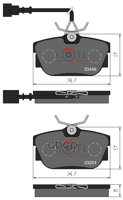 Колодки тормозные дисковые задние к-т VOLKSWAGEN T4 96>/SHARAN 00>/GALAXY R16 00 KOTL арт. 1369kt