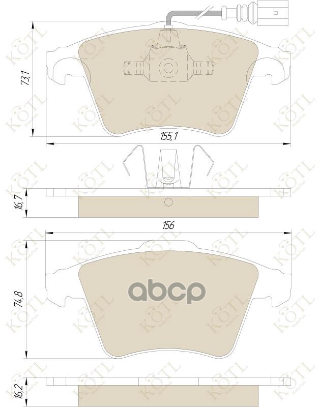 Колодки тормозные дисковые передние к-т VOLKSWAGEN T5/MULTIVAN 03> R17 KOTL арт. 1556kt
