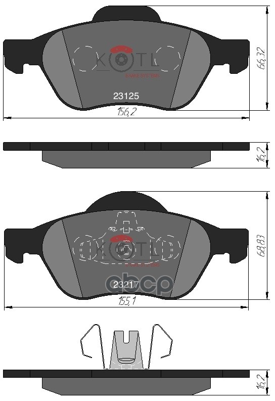 Колодки тормозные дисковые передние к-т RENAULT MEGANE II/LAGUNA II/SCENIC II KOTL арт. 1687kt