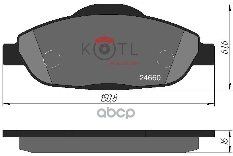 Колодки тормозные дисковые передние к-т PEUGEOT 308 07-/3008 09- KOTL арт. 1761kt