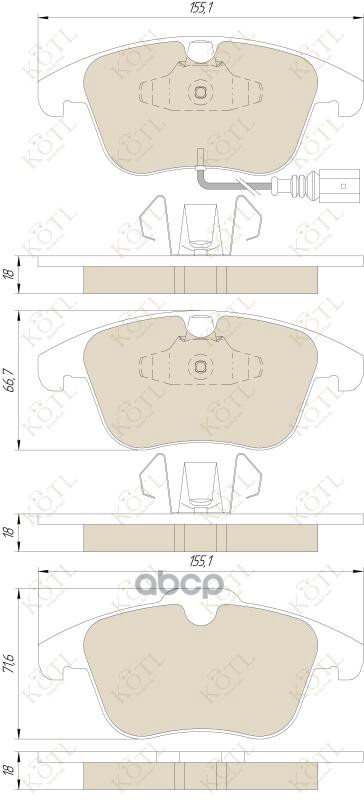 Колодки тормозные дисковые передние к-т AUDI Q3 11-/VW SHARAN 10-/TIGUAN 07- KOTL арт. 1762kt