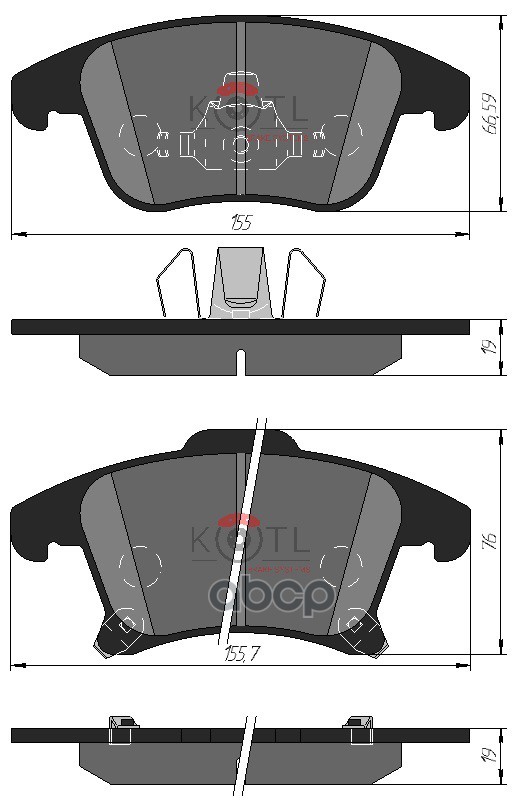 Колодки тормозные дисковые передние к-т FORD MONDEO 15-/S-MAX 15- KOTL арт. 2092kt
