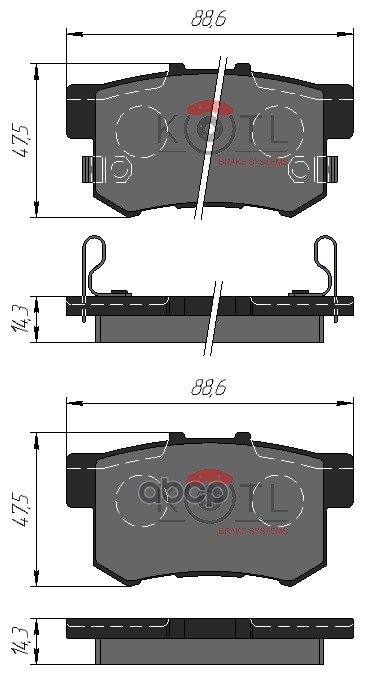 Колодки тормозные дисковые задние к-т HONDA Accord  Civic KOTL арт. 3175kt