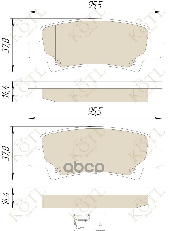 Колодки тормозные дисковые задние к-т с датчиком износа TOYOTA COROLLA (E12) 02>06 KOTL арт. 3289kt