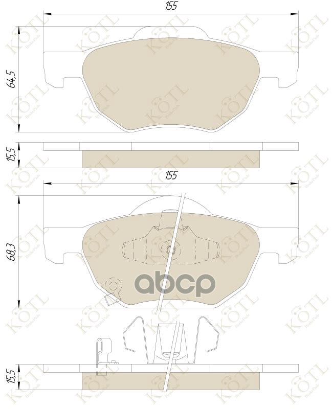 Колодки тормозные дисковые передние к-т HONDA ACCORD 2.0/2.2/2.4 03> KOTL арт. 3355kt