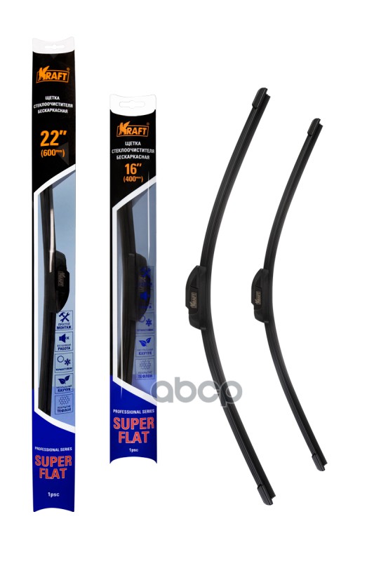 К-Т Бeскаркасных Щеток Стеклоочистителя Teflon 600/400 Мм, 1 Адаптер Kraft арт. KT830874