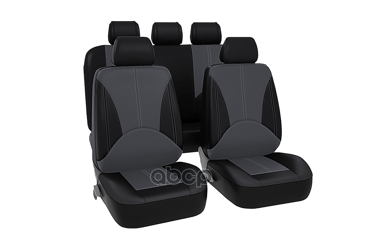 Чехлы Универсальные На Автомобильные Сиденья,Комплект Elite, Экокожа, Черно-Серые Kraft Kt 835634 Kraft арт. KT 835634
