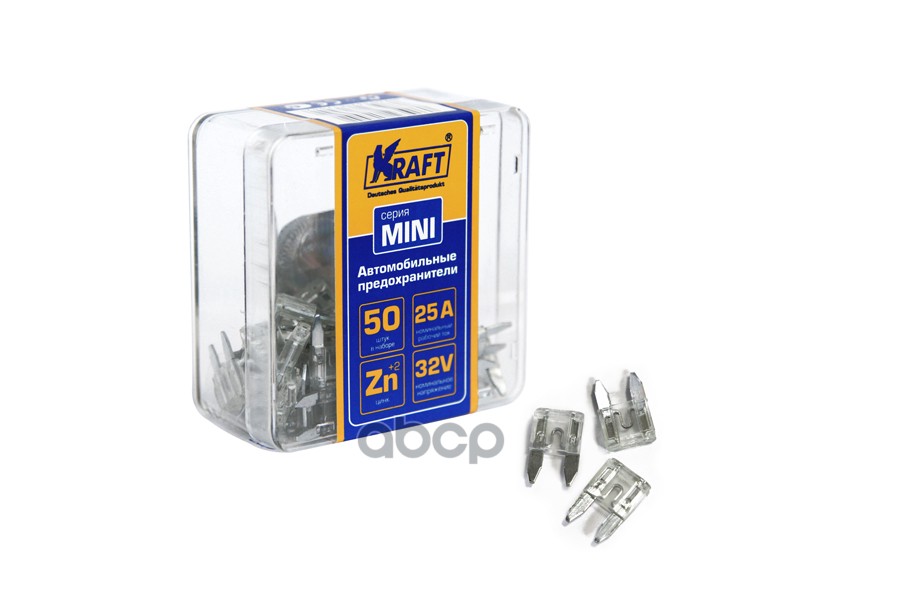 Набор Предохранителей 25А (Mini 50Шт) Пласт.кор. Kraft Kt870014 Kraft арт. KT870014