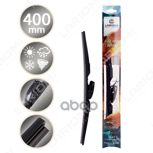 Щетка Стеклоочистителя Бескаркасная 400 Мм Multiadapter 10 В 1 (1 Шт.) (Про-Во Корея) LARIOMI арт. LWF40K