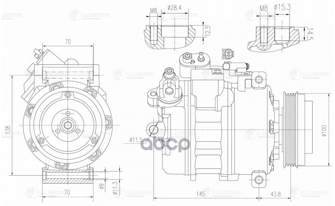 Компрессор кондиц. для а/м BMW 5 (E60) (03-)/7 (E65) (03-) (LCAC 2660) LUZAR арт. LCAC2660