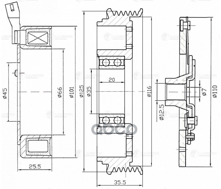 Муфта эл/магн. компрессора кондиц. для а/м Renault Megane II (02-) 1.4i/1.6i (LMAC 0903) LUZAR арт. LMAC0903