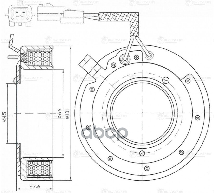 Катушка эл/магн. компрессора кондиц. для Nissan X-Trail T31 07- 2.0i LMСC1402 LUZAR арт. LMCC1402