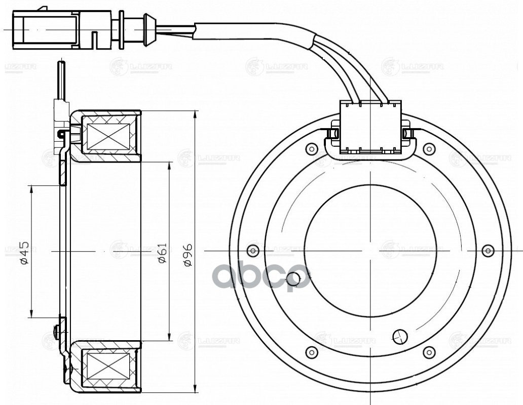Катушка эл/магн. компрессора кондиц. для а/м VW Polo Sedan (11-) 1.6i (LMCC 1801) LUZAR арт. LMCC1801