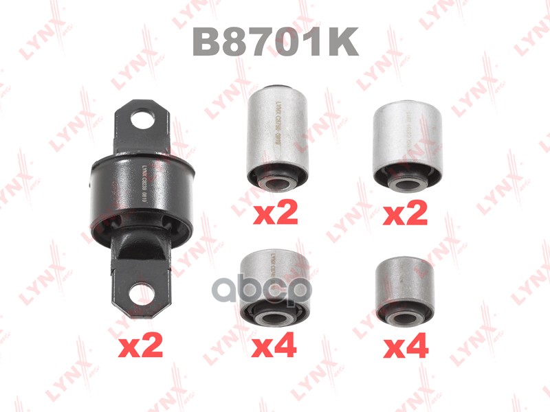 Комплект сайлентблоков / Рычагов / Зад. подв. FORD Focus I-III 1.4-20 98> / C-Max I-III 1.6-2.0 03> LYNXauto арт. b8701k