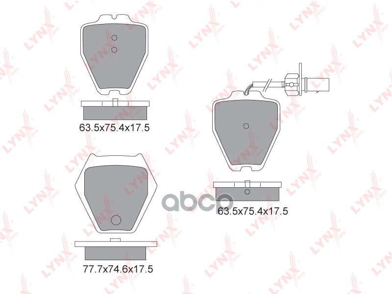 Колодки тормозные передние AUDI A6 1.8-4.2 98-05 4WD / Allroad 2.5D-4.2 00-05 LYNXauto арт. bd-1225