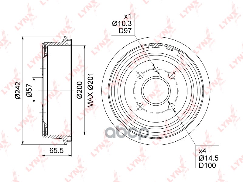 Барабан тормозной (200x53) CHEVROLET Lanos 05-10  DAEWOO Espero 93-99 / Lanos 97> / Nubira 97-02  OP LYNXauto арт. bm-1015