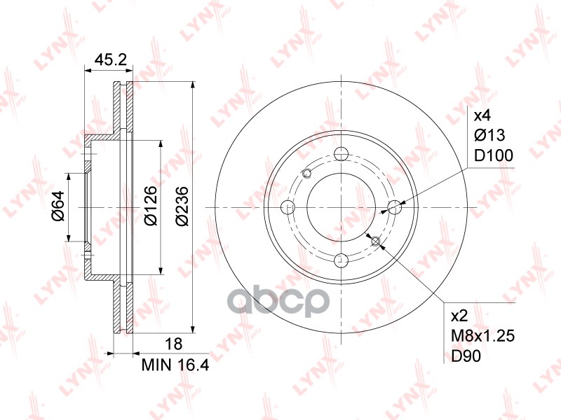 Диск Тормозной | Перед | LYNXauto арт. BN1087