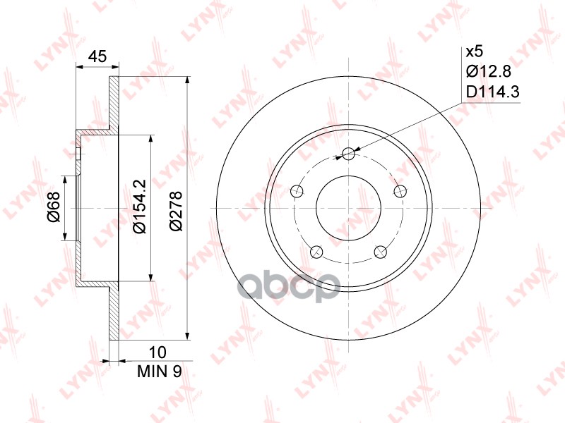 Диск Тормозной | Зад | LYNXauto арт. BN1102