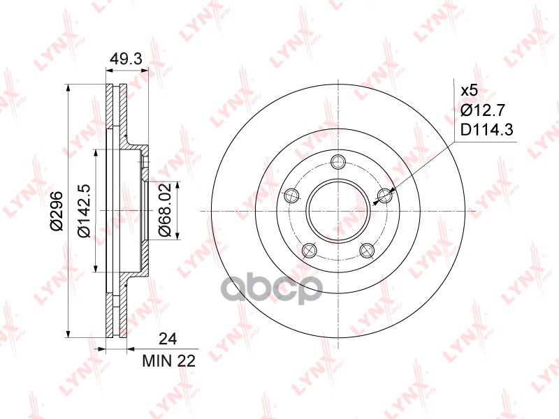 Диск Тормозной | Перед | LYNXauto арт. BN1103