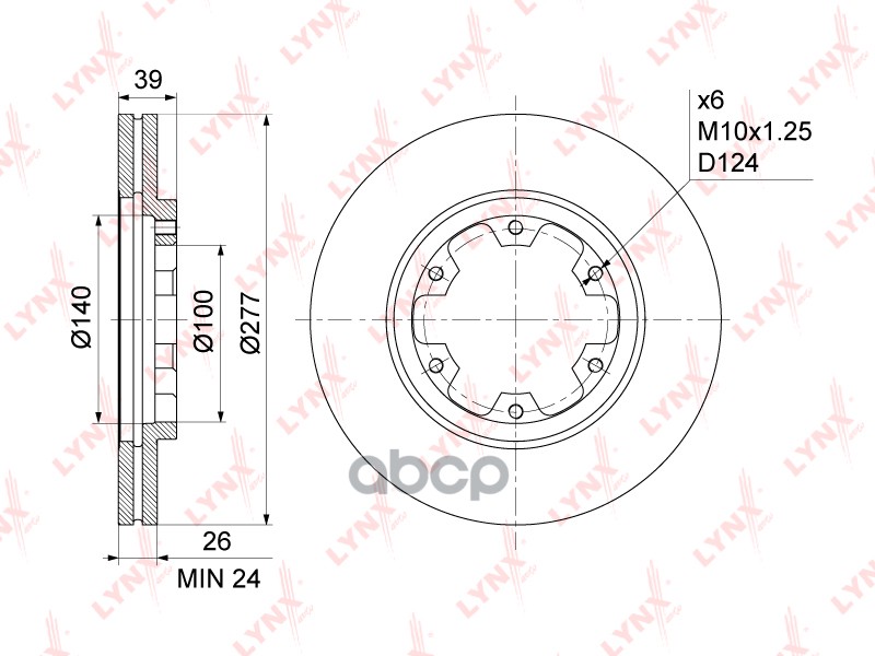 Диск Тормозной Передний (277X26) Nissan Pathfinder(R50)  2.4-3.2D 97-04 / Lynxauto Bn-1107 LYNXauto арт. BN-1107