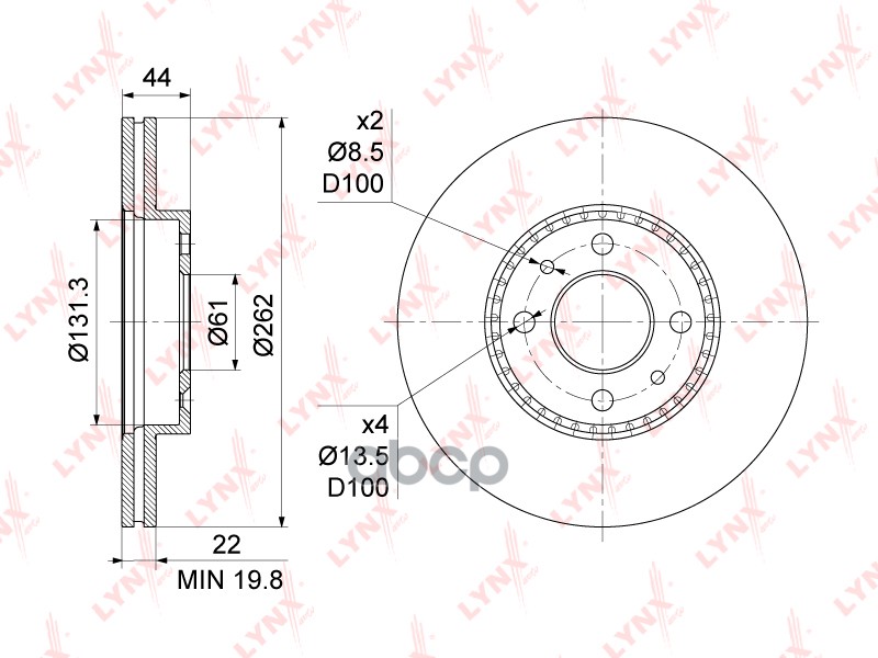 Диск Тормозной | Перед | LYNXauto арт. BN1124