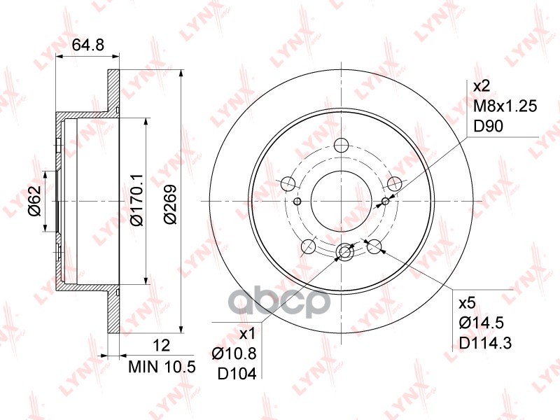 Диск Тормозной | Зад | LYNXauto арт. BN1141