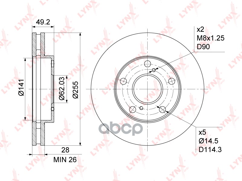 Диск Тормозной | Перед | LYNXauto арт. BN1150