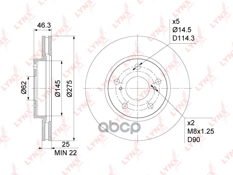 Диск Тормозной | Перед | LYNXauto арт. BN1157