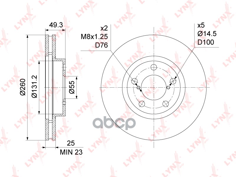 Диск Тормозной | Перед Правлев | LYNXauto арт. BN-1172
