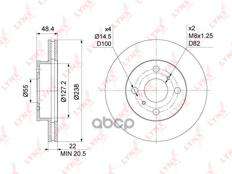 Диск тормозной передний LYNXauto BN-1180 LYNXauto арт. BN-1180