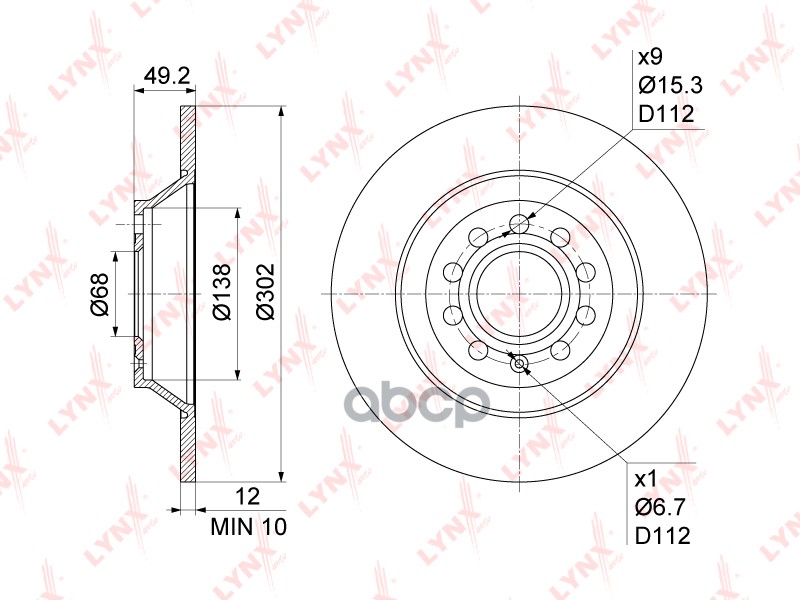 Диск Тормозной | Зад | LYNXauto арт. BN1192