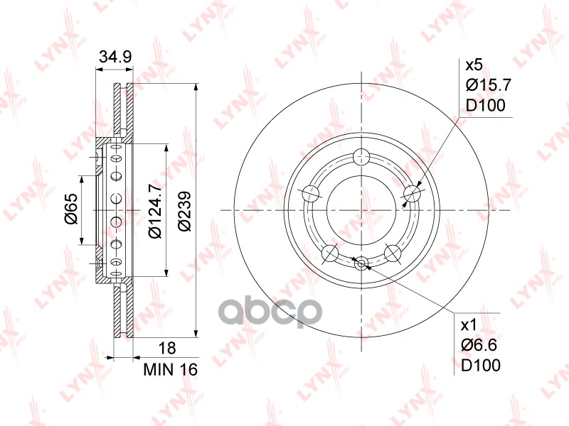 Диск Тормозной Передний (239X18) Skoda Fabia I-Ii 1.0-1.9D 99-14  Vw Polo 1.2 02-09 LYNXauto арт. bn-1205