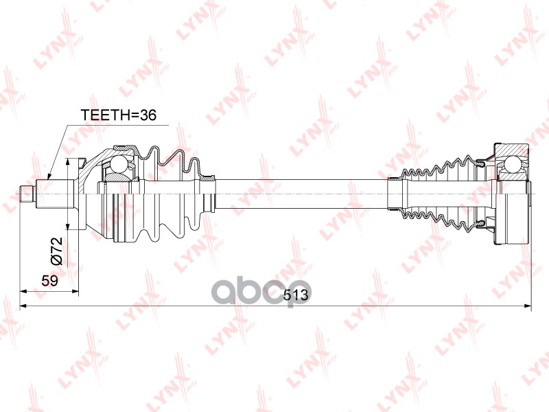 Привод в сборе  перед лев LYNXauto CD-1024 LYNXauto арт. CD-1024