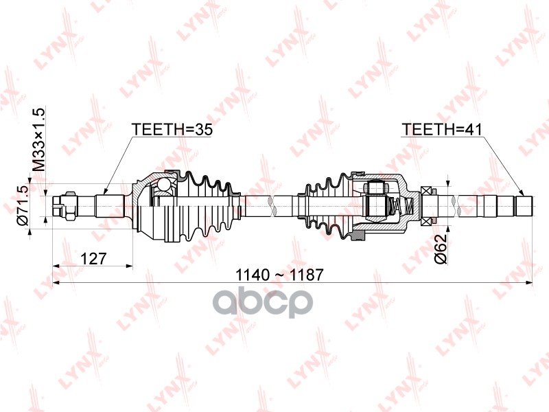 Привод в сборе R CITROEN Jumper 2.2D-3.0D 06>  FIAT Ducato 2.2D-3.0D 06>  PEUGEOT Boxer 2.2D-3.0D 06 LYNXauto арт. cd-1046