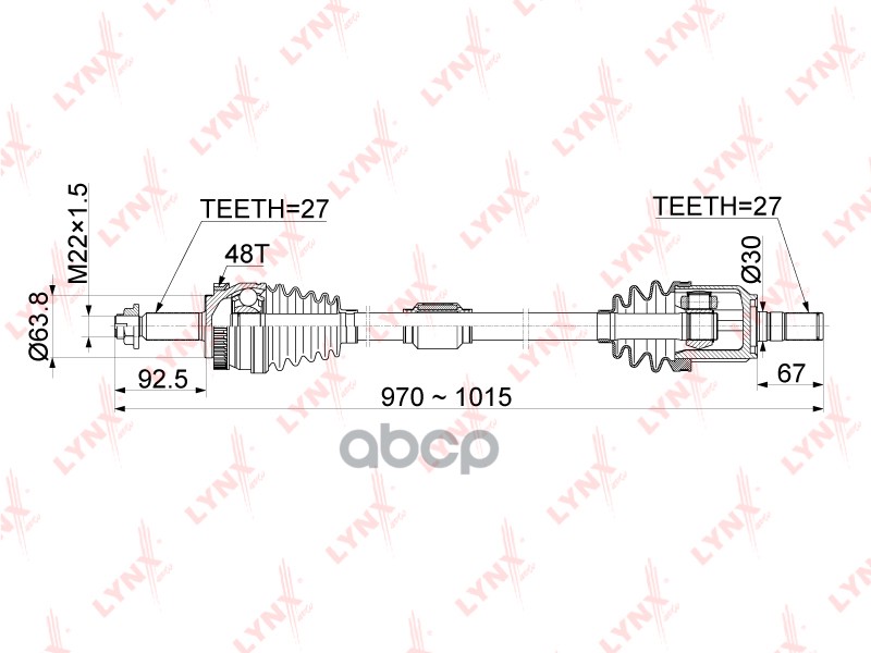 Привод В Сборе | Перед Прав | LYNXauto арт. CD1067A