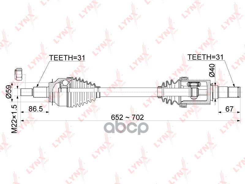 Привод В Сборе | Перед Лев| LYNXauto арт. CD1074