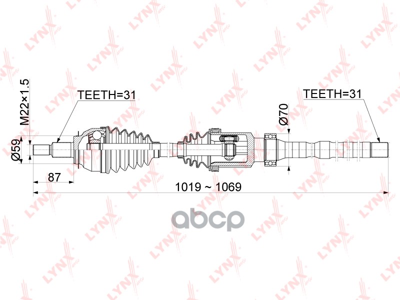 Привод В Сборе | Перед Прав| LYNXauto арт. CD1077