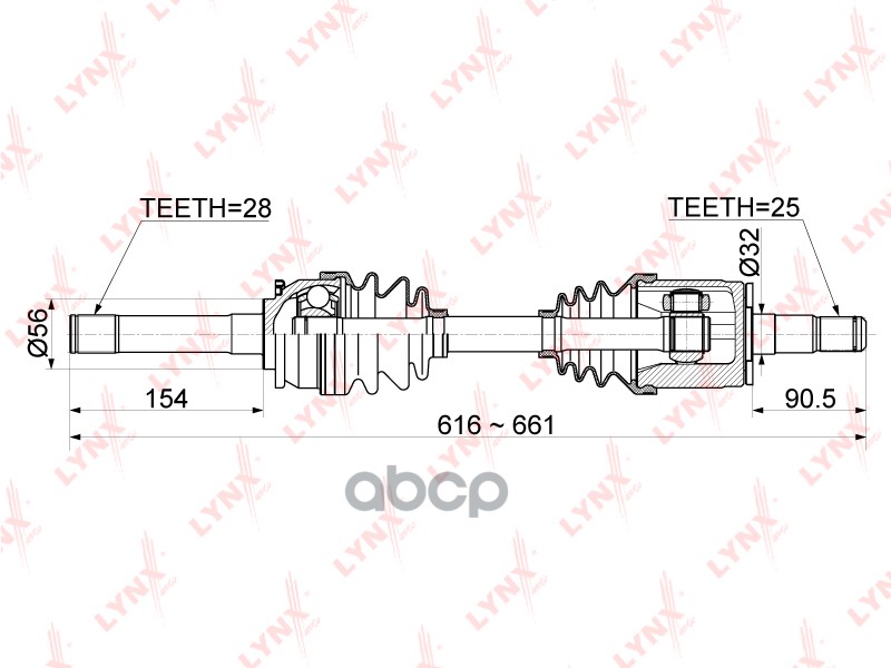 Привод в сборе передний L подходит для MITSUBISHI Pajero II 2.5D-3.0 94-00 / L200(K60/K70) 2.5D 96-07 CD-1087 LYNXauto арт. C...